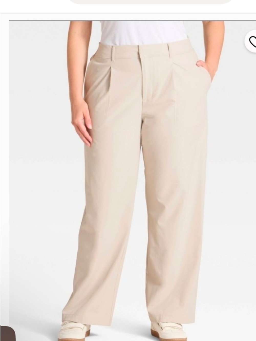 All in motion causal women Wide-Leg high rise Elastic-Waist Pants tan 32-12/14